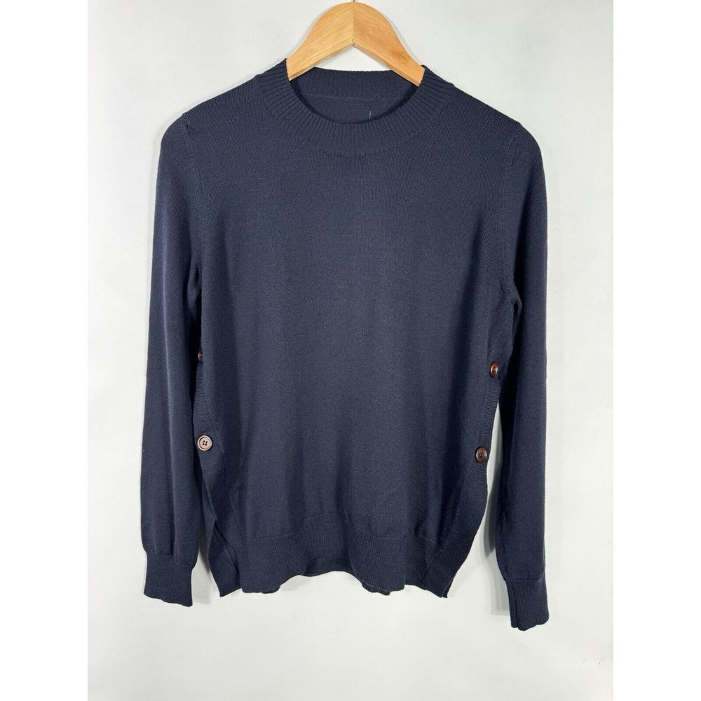 Archiviob Knitting Culture Women's Small Navy Blue Crew‎ Neck Wool Sweater